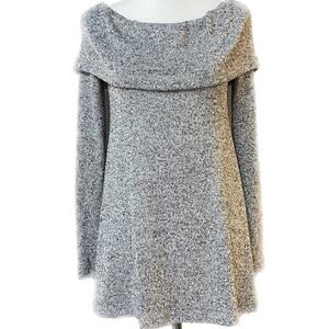 Eri + Ali Off-Shoulder Long Sleeve Tunic Sweater Women XS  Dark Heathered Gray
